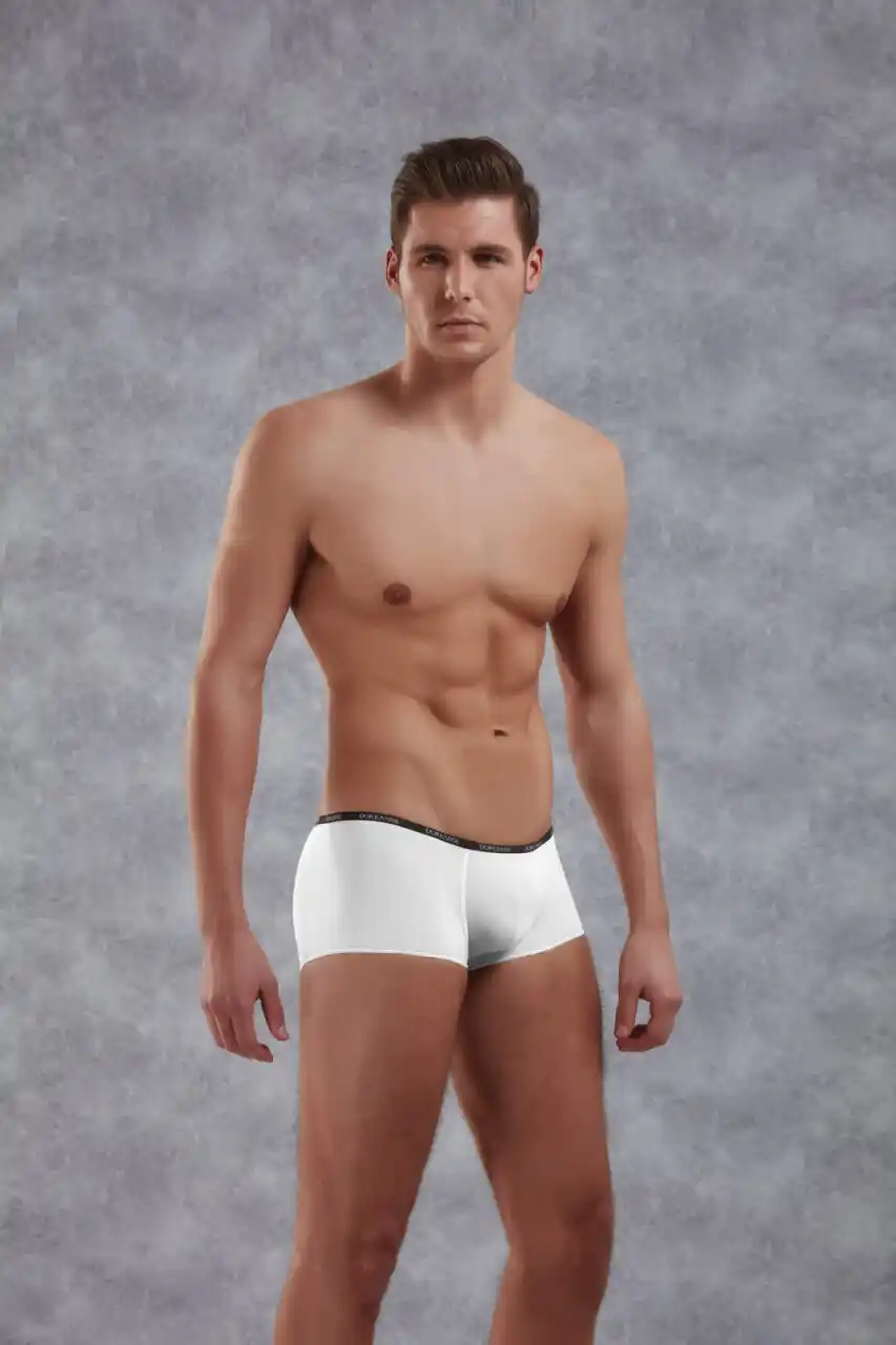 Erkek Beyaz Polyamid Mini Paça Boxer
