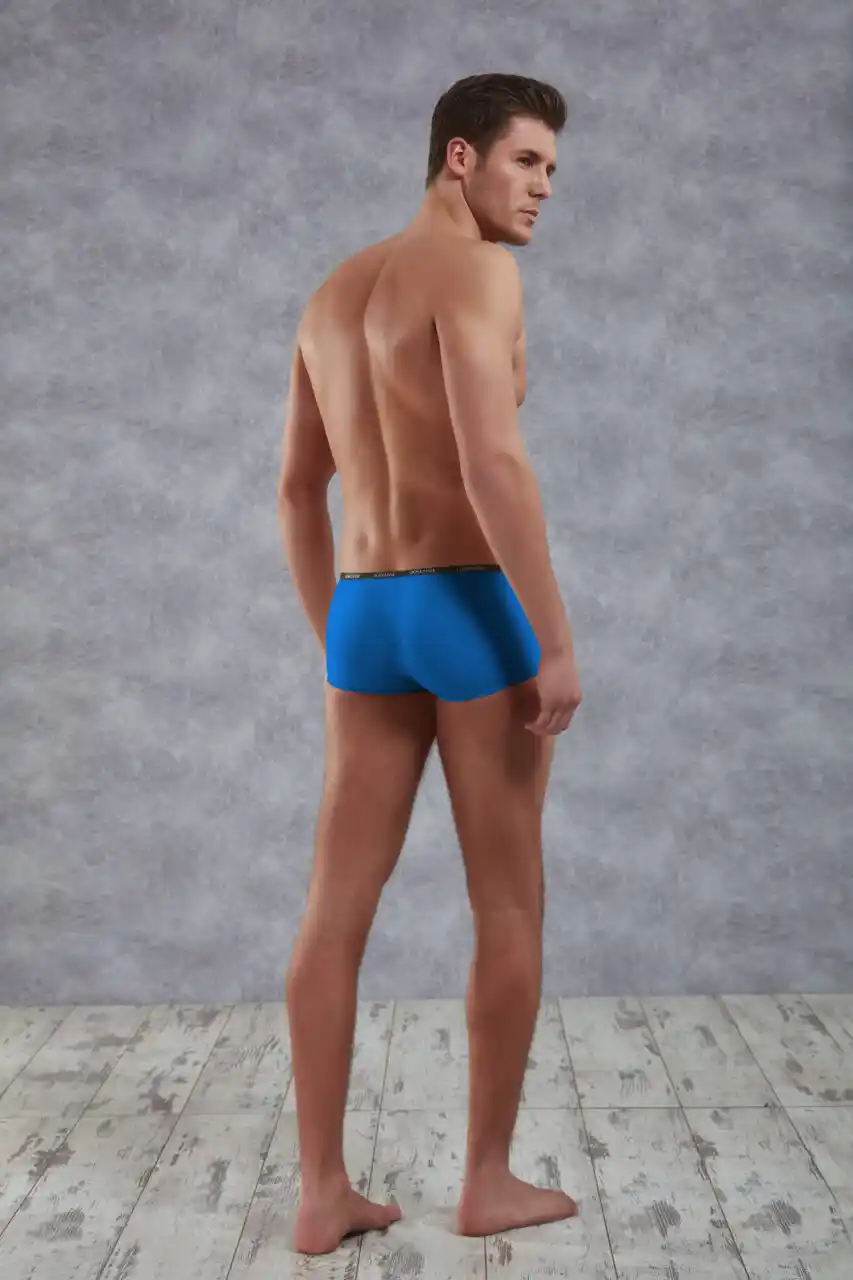  Erkek Saks Mavisi Polyamid Mini Paça Boxer