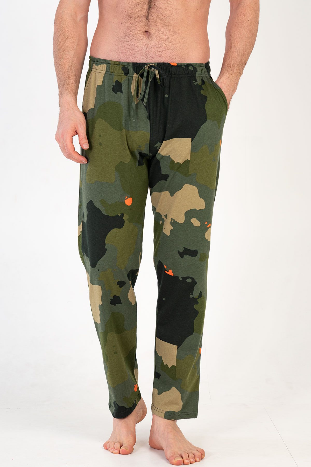 Cepli Büyük Beden Erkek Tek Alt Kamuflaj Pijama