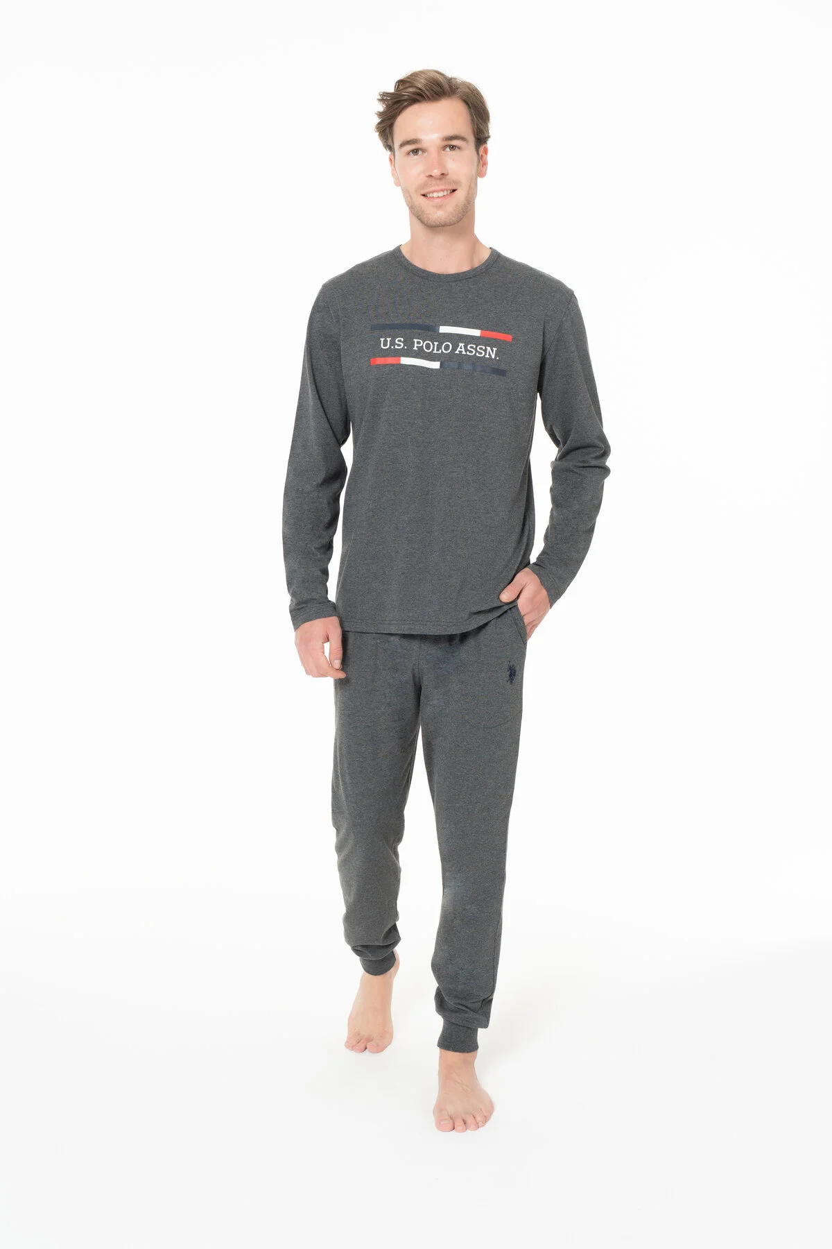 Erkek Antrasit Melanj Pijama Takım U.S. Polo Assn. 