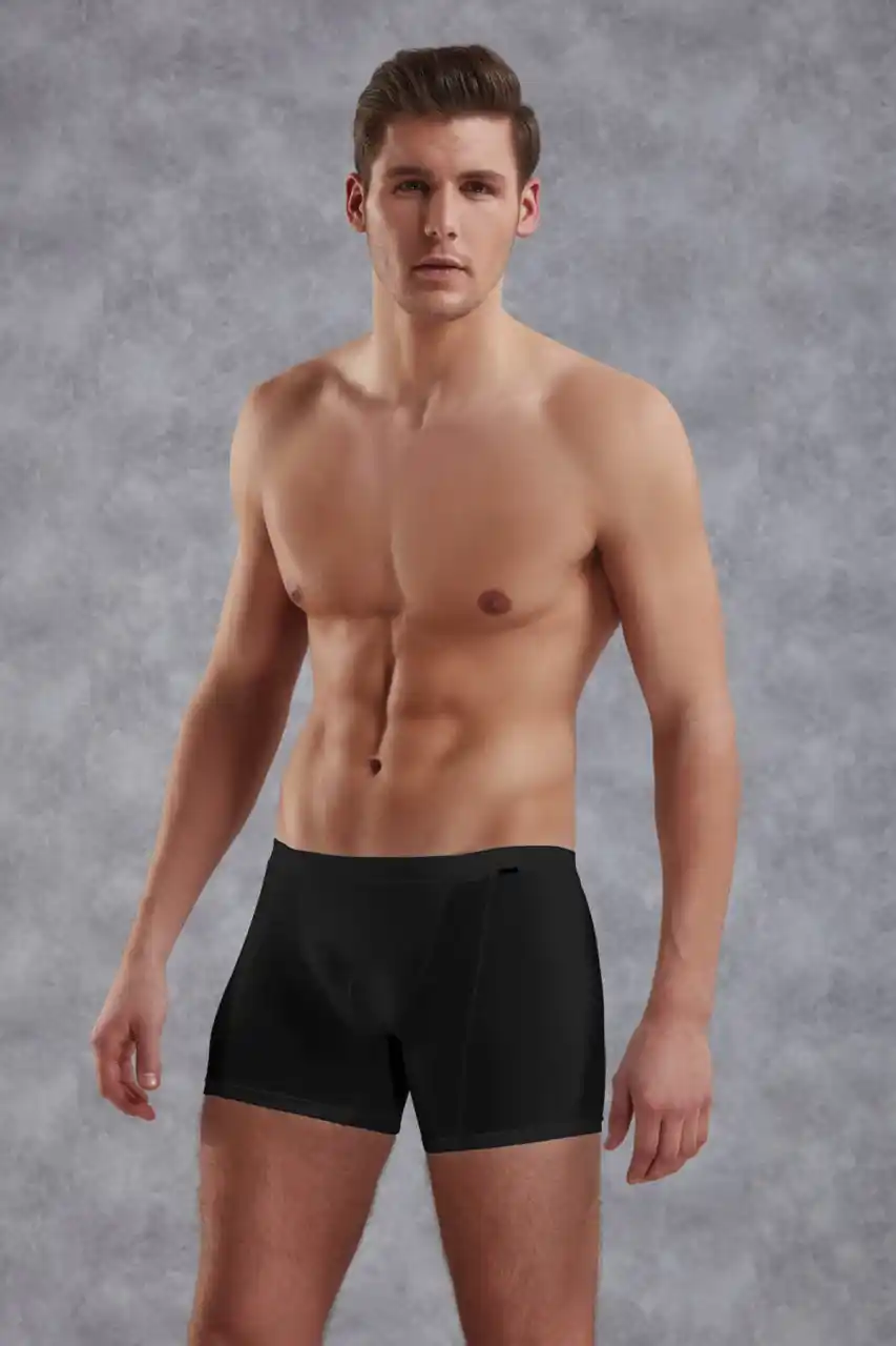 Erkek Mikro Modal Siyah Torbalı Normal Paça Boxer