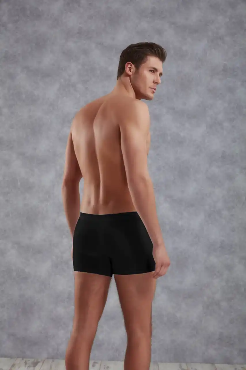 Erkek Mikro Modal Siyah Torbalı Normal Paça Boxer