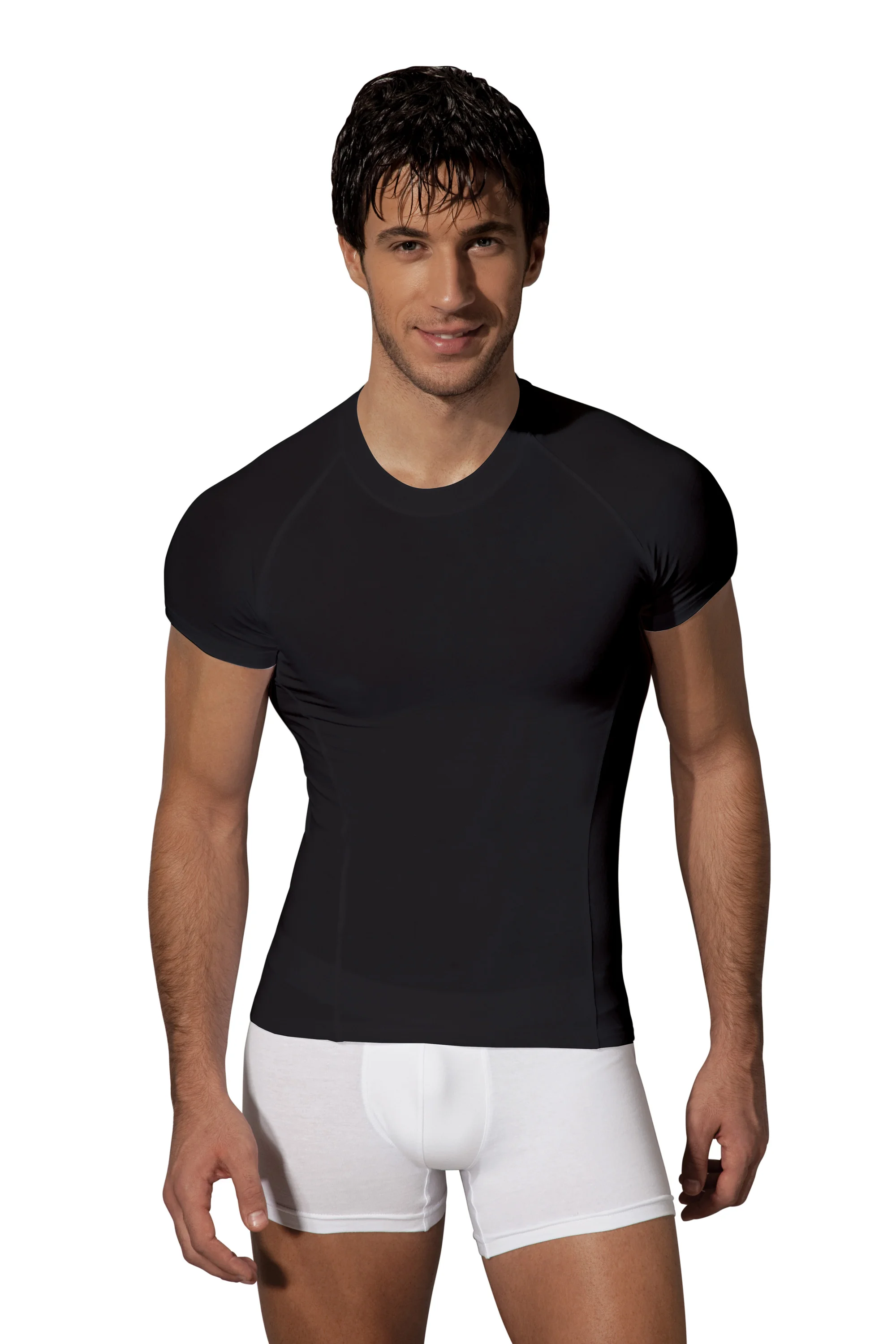 Erkek Modal Pamuk Siyah Slim Fit Kısa Kollu Sıfır Yaka Tişört