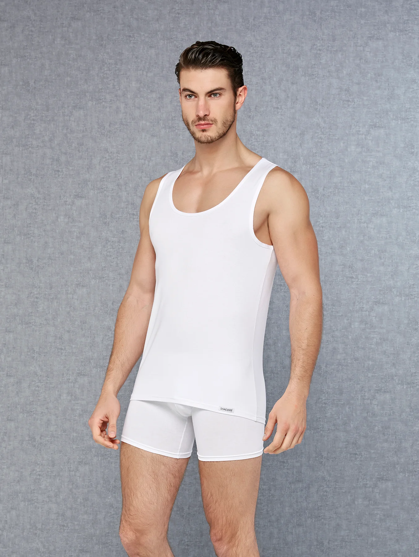 Erkek Modal Pamuklu Beyaz Slim Fit U Yaka Atlet