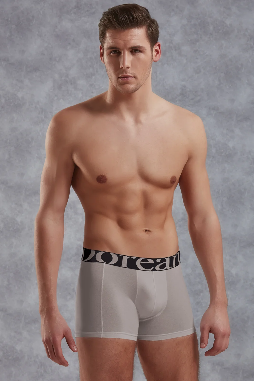 Erkek Modal Pamuklu Gri Lastik Bel Likralı Kısa Boxer  