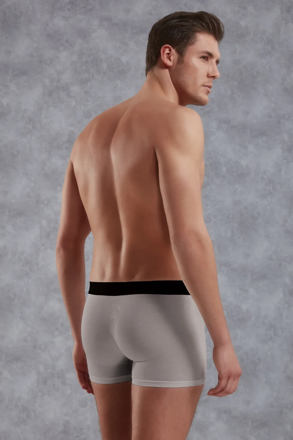Erkek Modal Pamuklu Gri Lastik Bel Likralı Kısa Boxer  