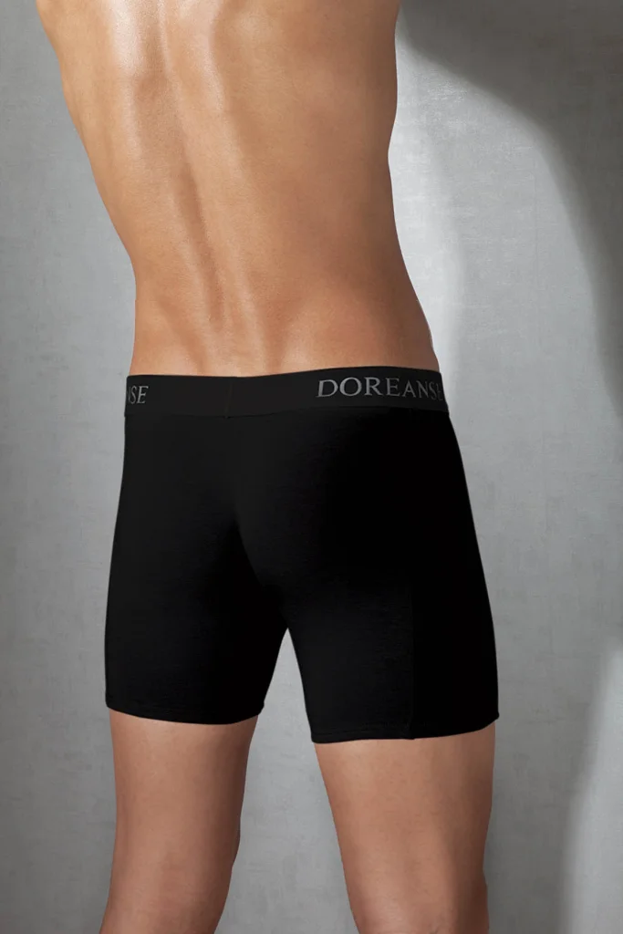 Erkek Modal Pamuklu Likralı Siyah Lastik Detaylı Slim Fit Boxer 