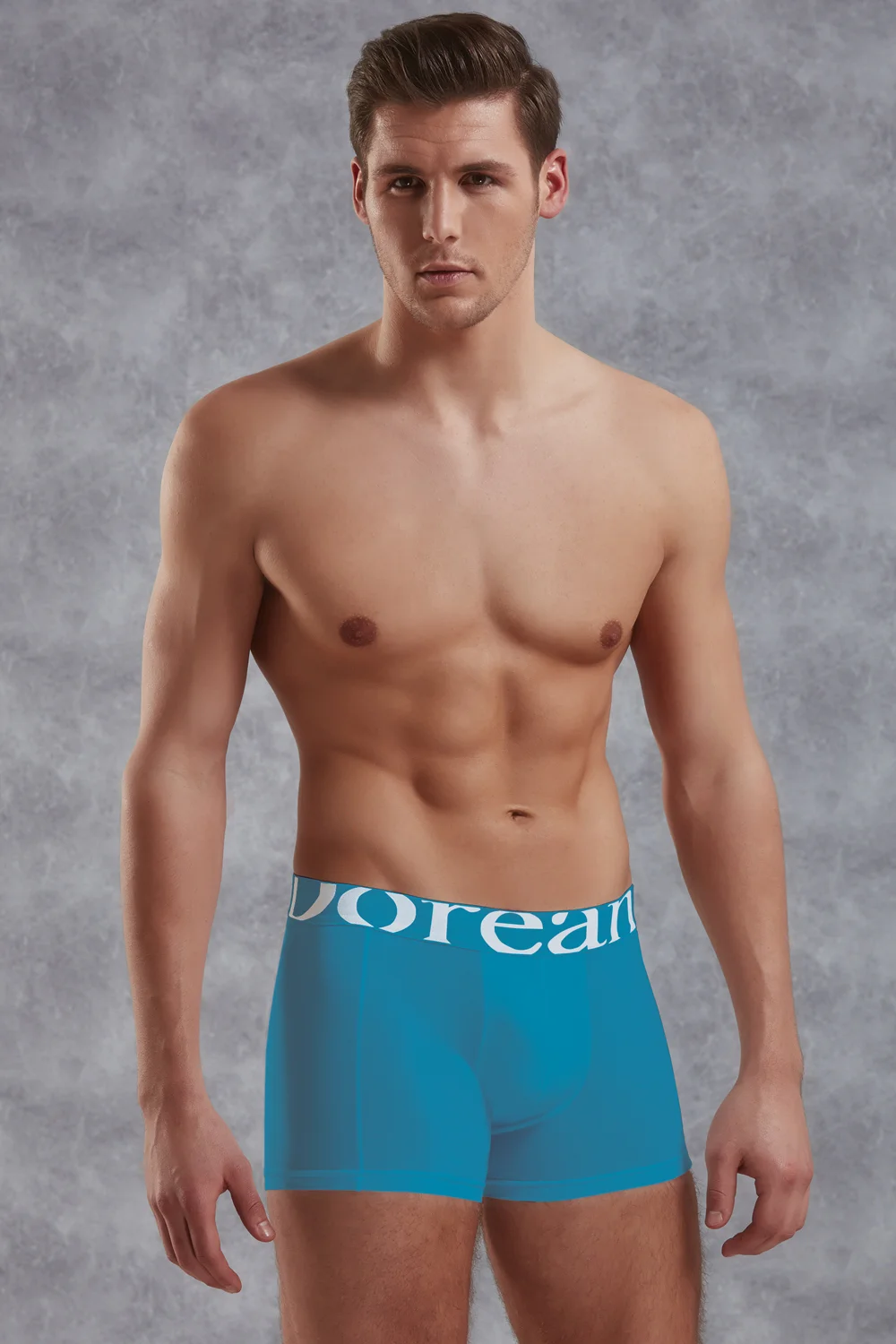 Erkek Modal Pamuklu Mavi Lastik Bel Likralı Kısa Boxer