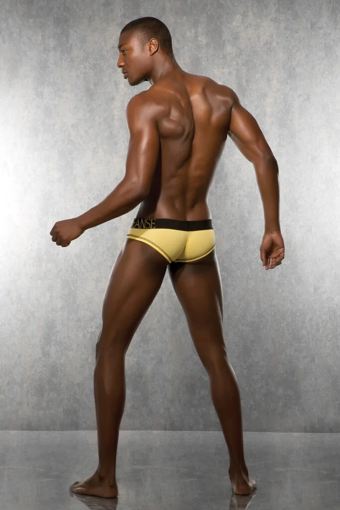 Erkek Pamuklu Likralı Sarı Slip Model Mini Boxer