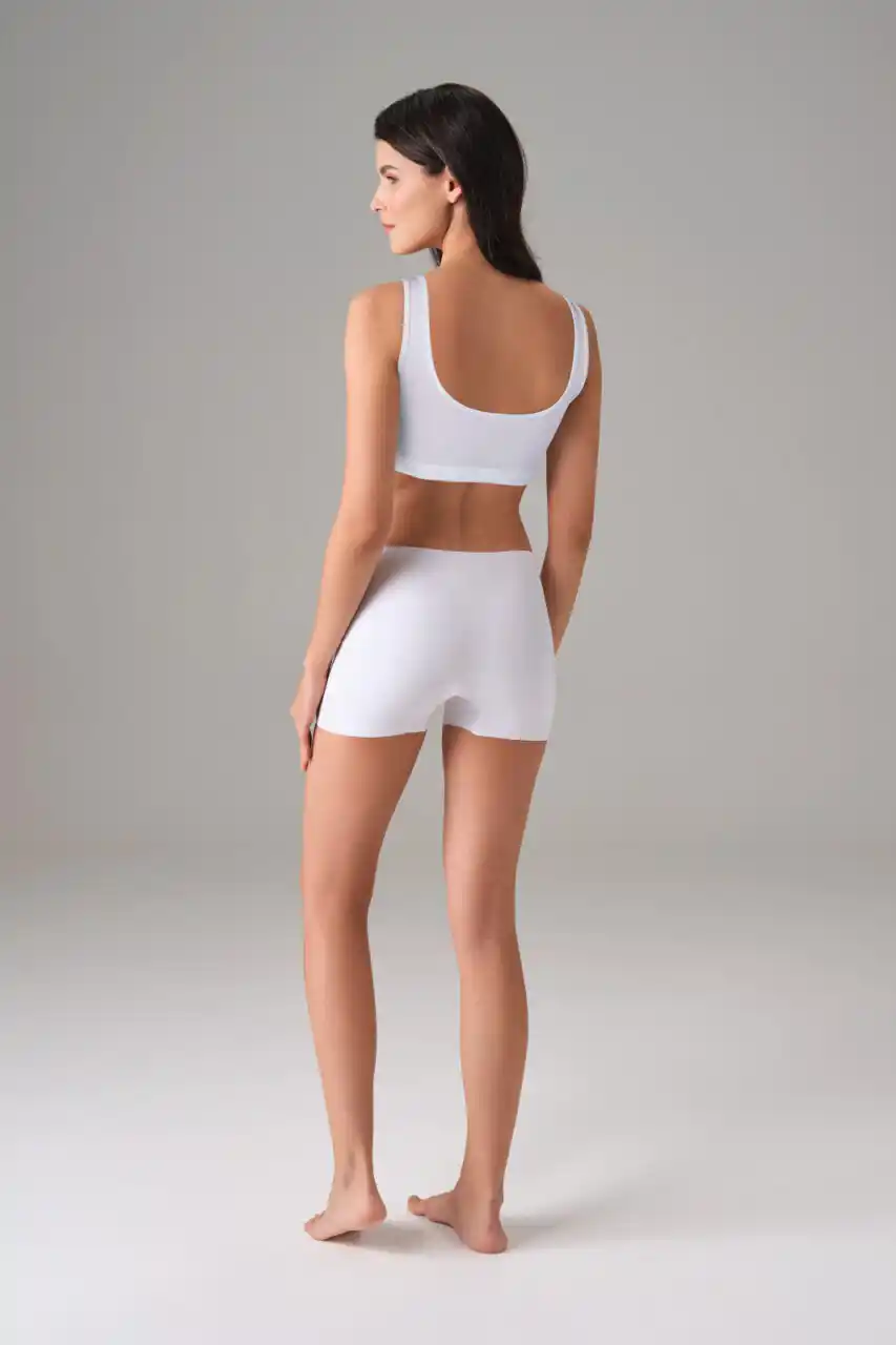 Kadın Modal Beyaz Çıtçıtlı Kaplı Spor Sütyen