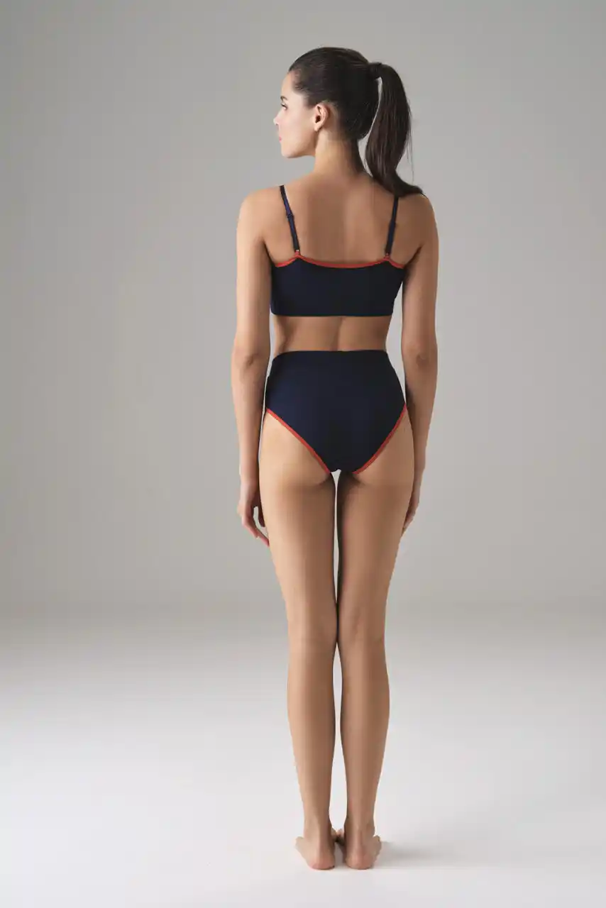 Kadın Modal Pamuk Karışım Yüksek Bel Lacivert Slip