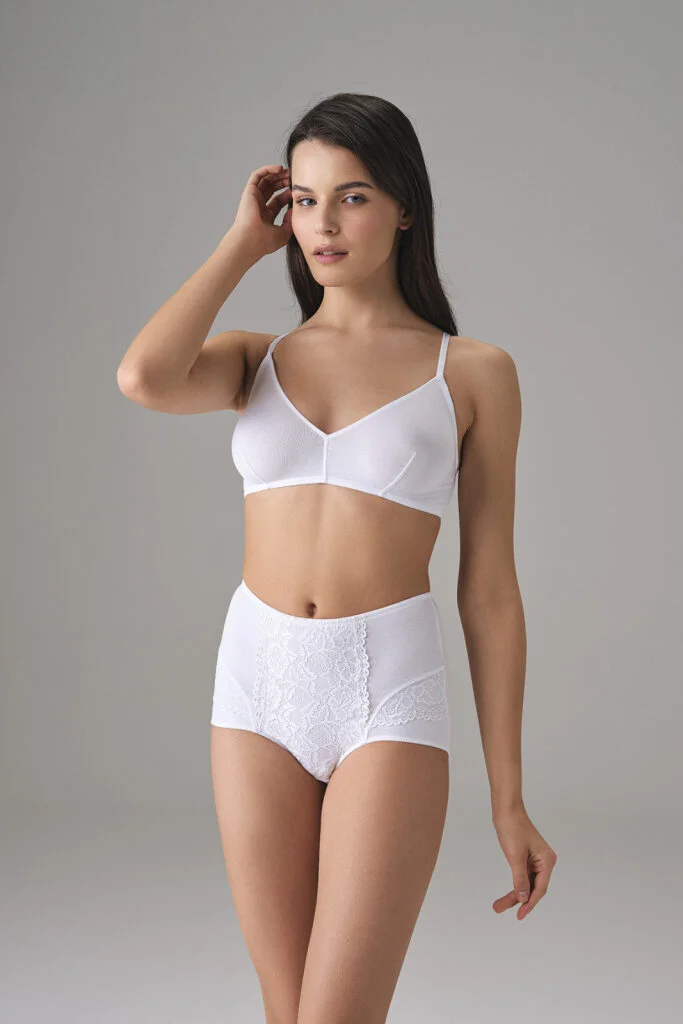 Kadın Modal Pamuklu Beyaz Dantel Detaylı Yüksek Bel Slip Külot