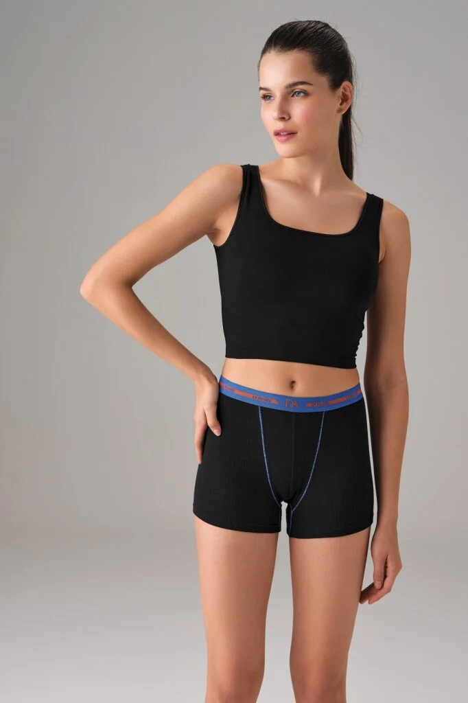 Kadın Siyah Modal Slim Fit Boxer Külot