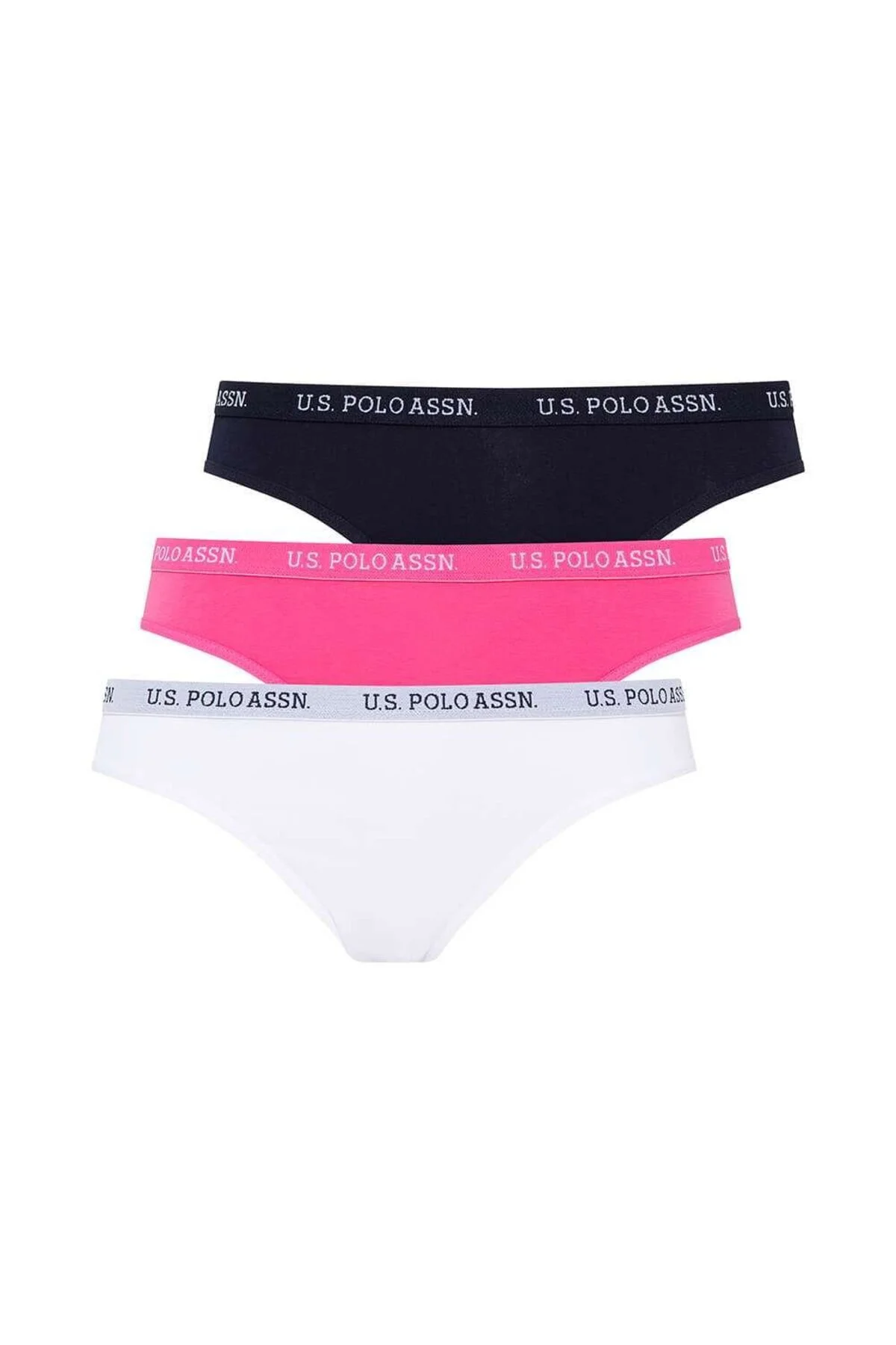Lacivert Fuşya Beyaz Pamuklu Kadın Slip 3’lü Set U.S. Polo Assn.