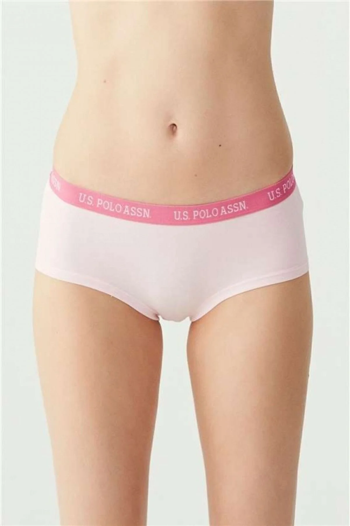 Pembe Gri Melanj Mint Pamuk Karışımlı Lastik Bel Kadın 3'lü Şort Külot U.S. Polo Assn.