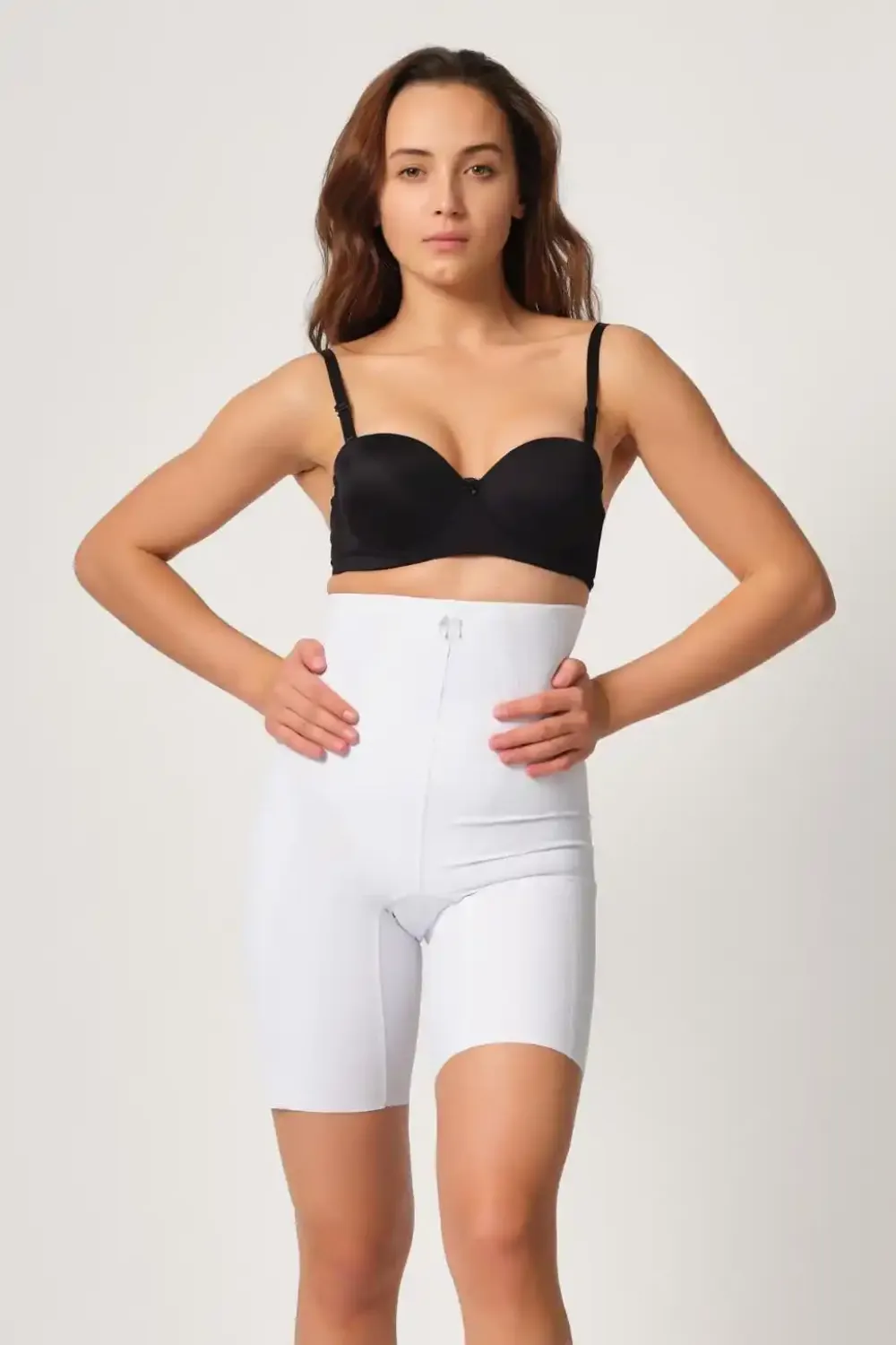 Beyaz Çift Kat Yüksek Bel Kadın Lazer Kesim Boxer Korse