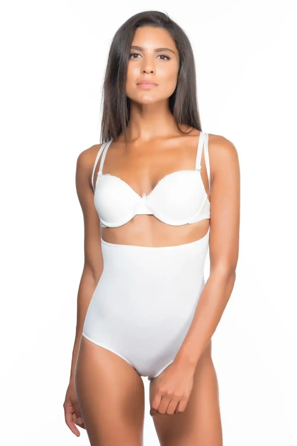 Beyaz Göğüs Açık Desenli Kadın Body Korse