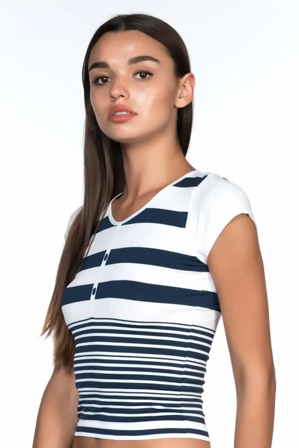 Beyaz Lacivert Soft Seamless T-Shirt
