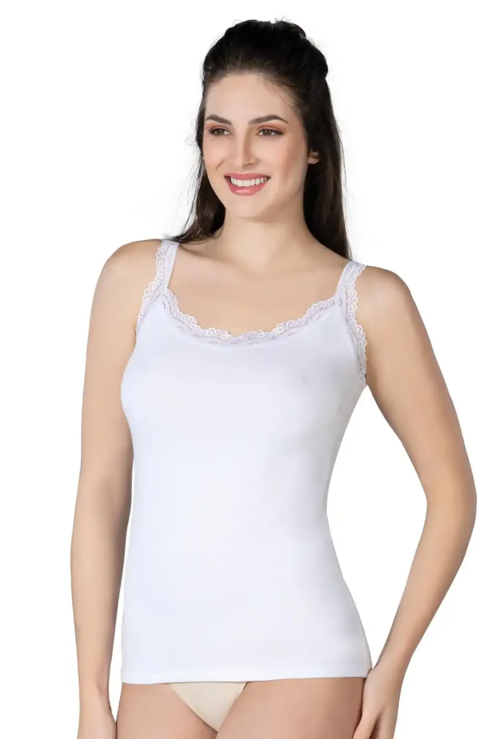 Beyaz Modal Cotton Dantelli Atlet