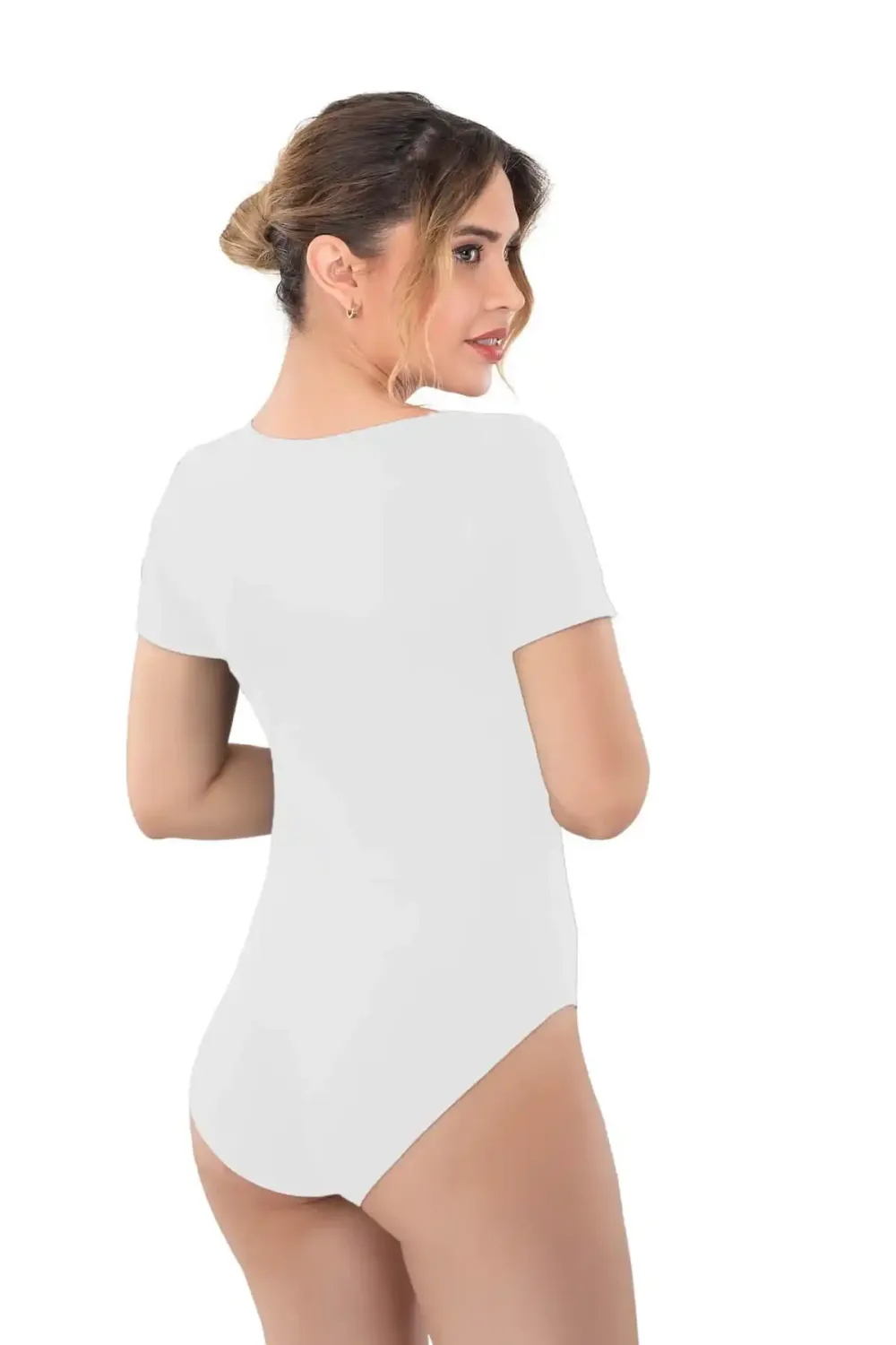 Beyaz Soft Yarım Kollu Body