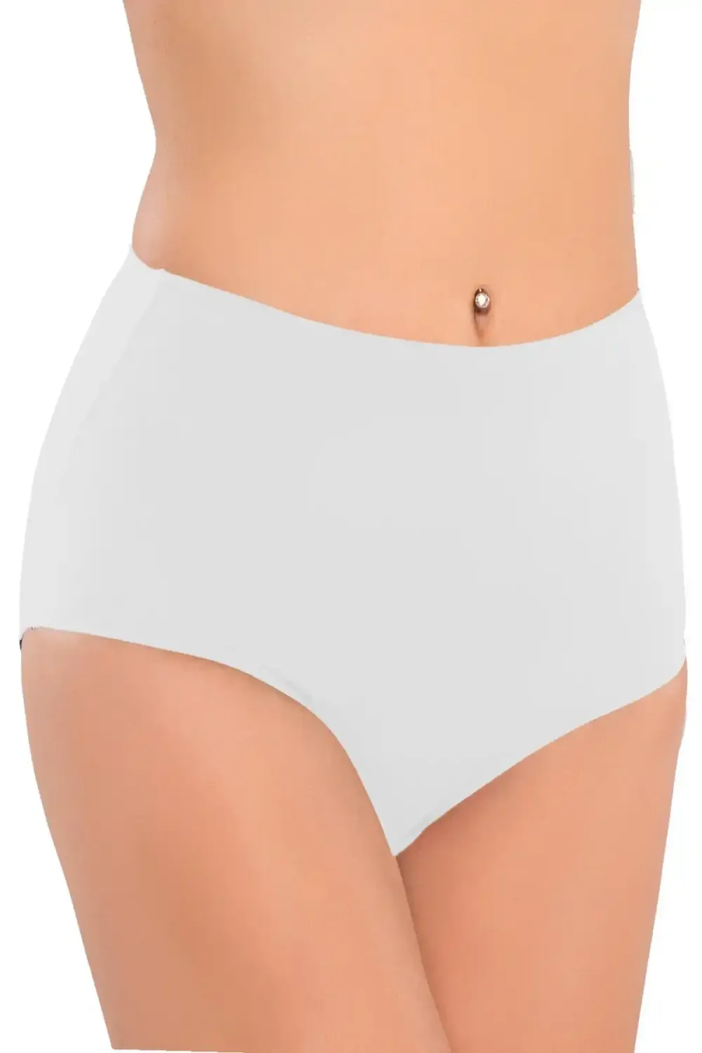Beyaz Yapıştırma Lazer Kesim Kadın Slip