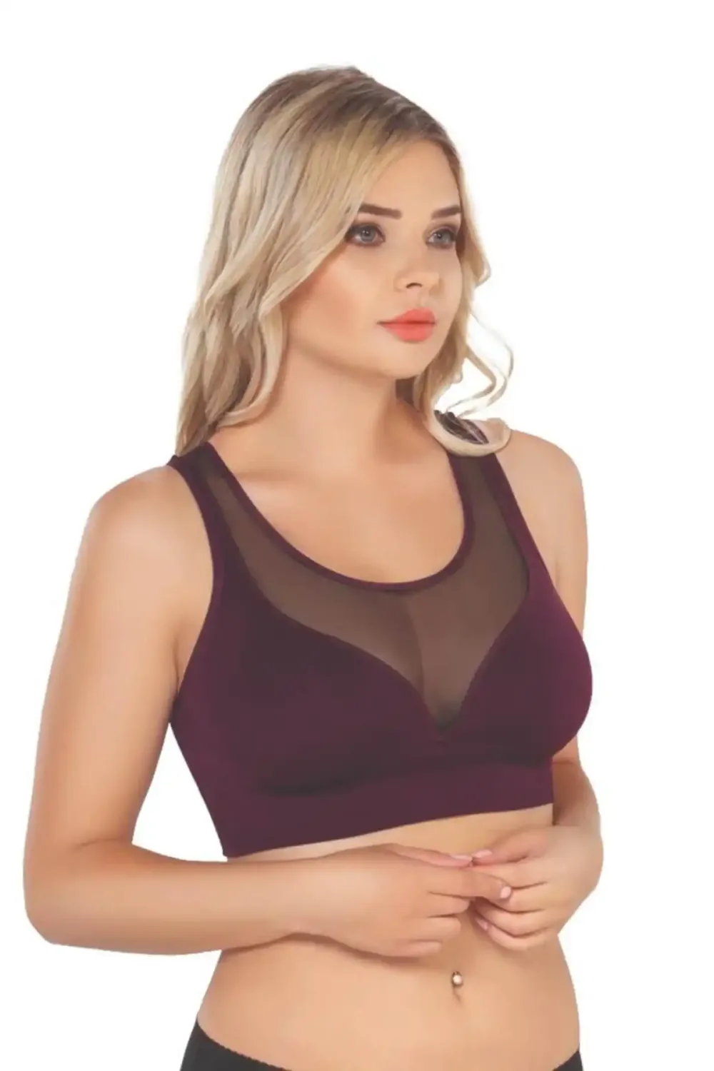 Bordo Dikişsiz Tül Toparlayıcı Büstiyer