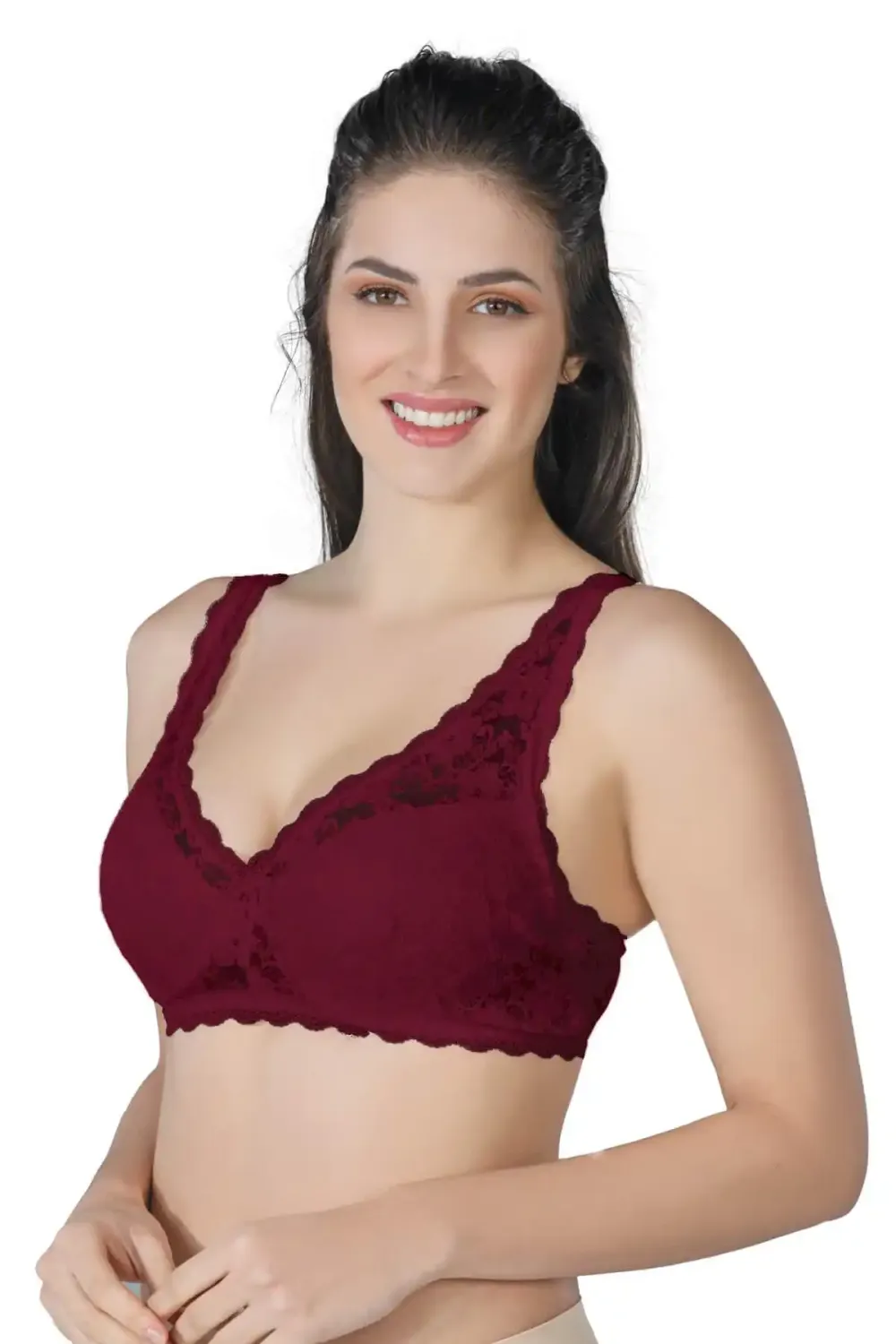 Bordo Pedli Dantelli Balenli Toparlayıcı Sütyen
