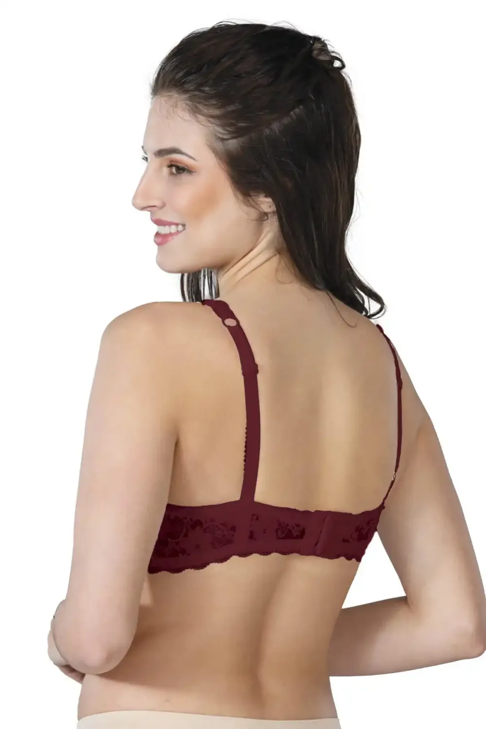 Bordo Pedli Dantelli Balenli Toparlayıcı Sütyen