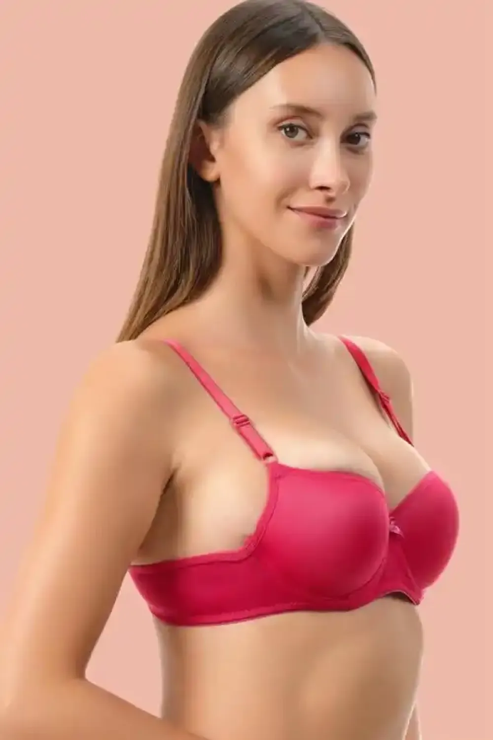 Kırmızı Mikrofiber İnce Askılı Dolgusuz Fiyonk Detaylı Kadın Sütyen