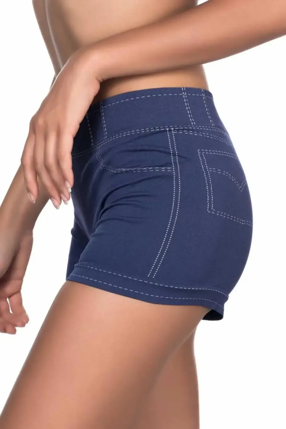 Mavi Soft Kot Görünümlü Boxer