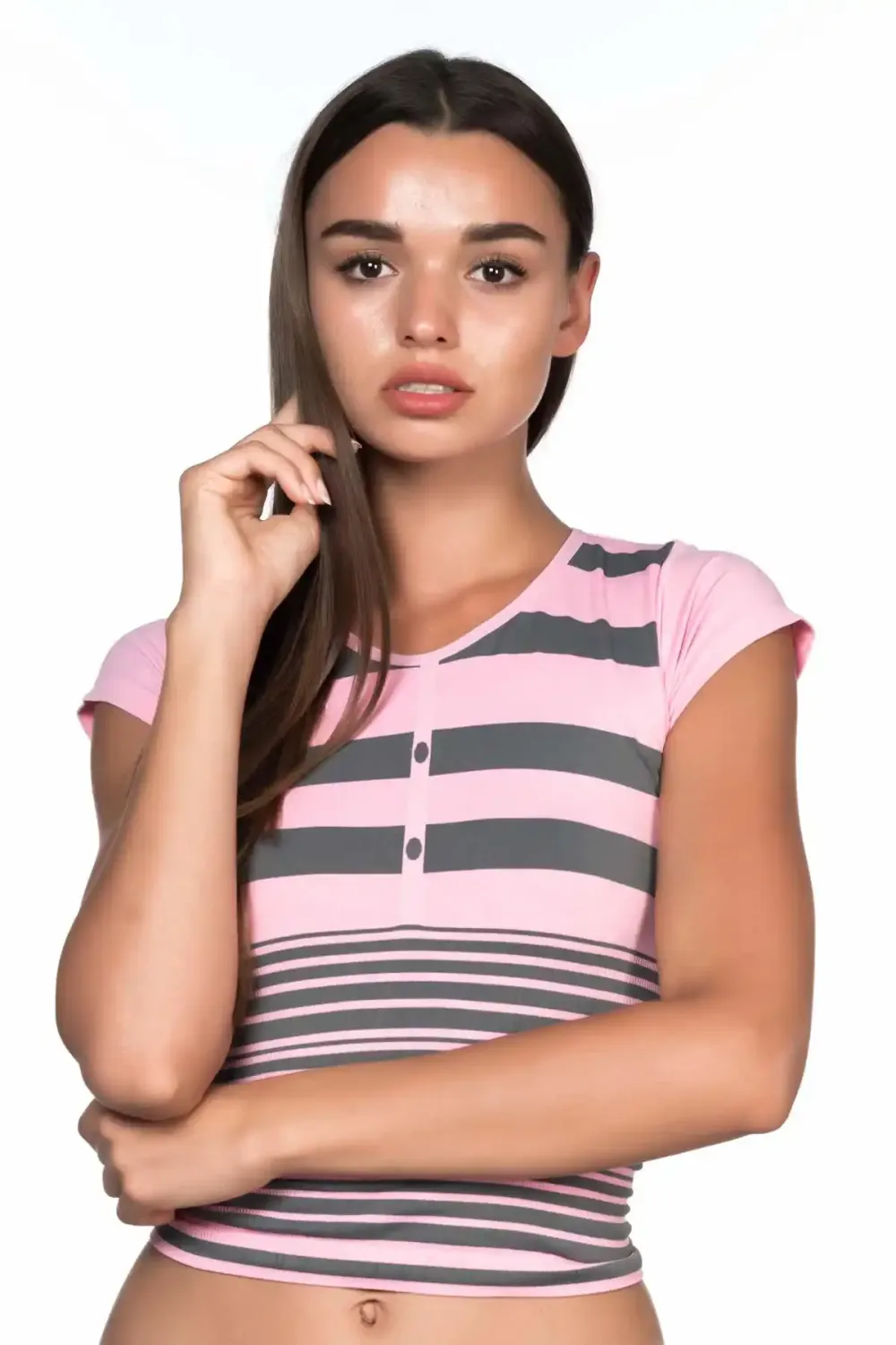 Pembe Gri Soft Seamless T-Shirt