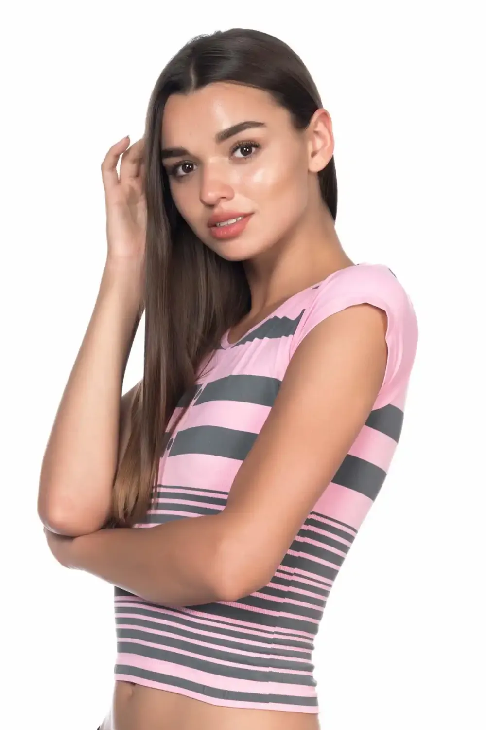 Pembe Gri Soft Seamless T-Shirt