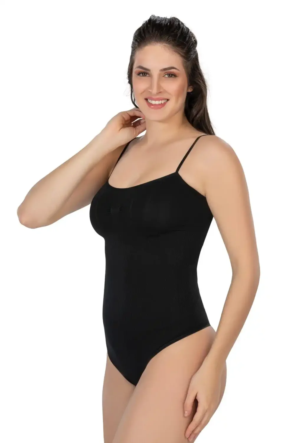 Siyah İp Askılı Ribana String Body