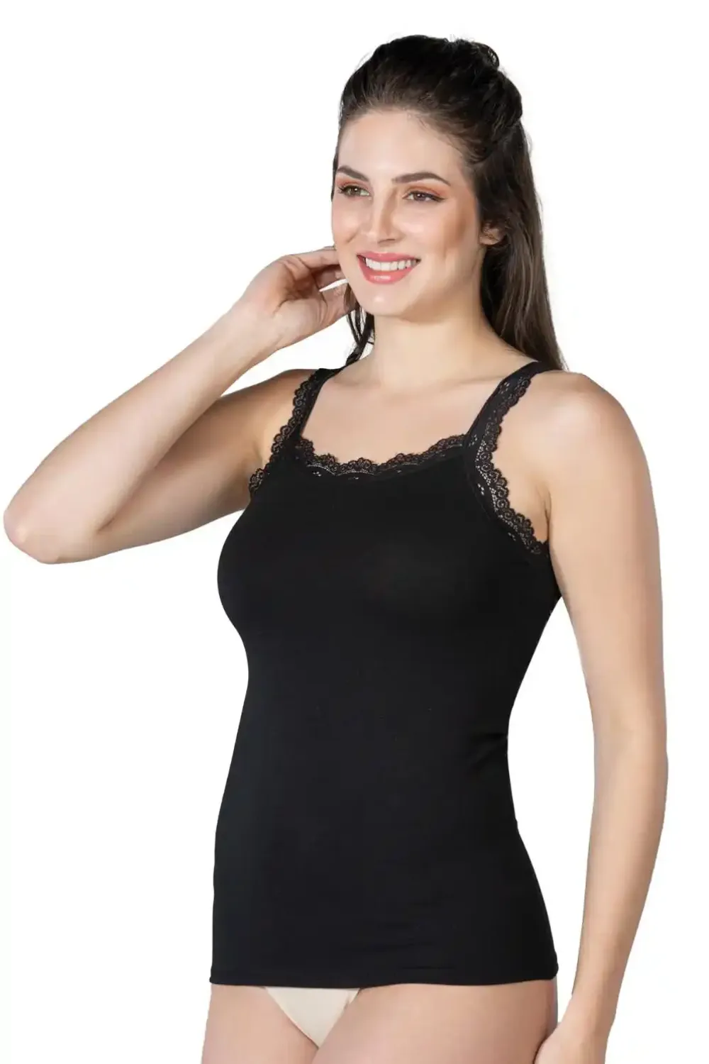Siyah Modal Cotton Dantelli Atlet