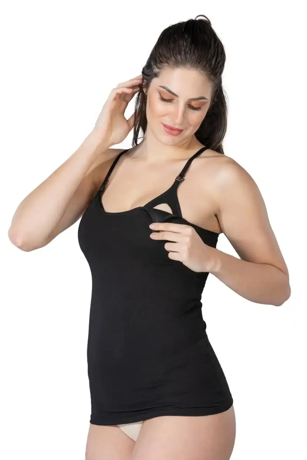 Siyah Modal Cotton Kaplı Emzirme Atlet