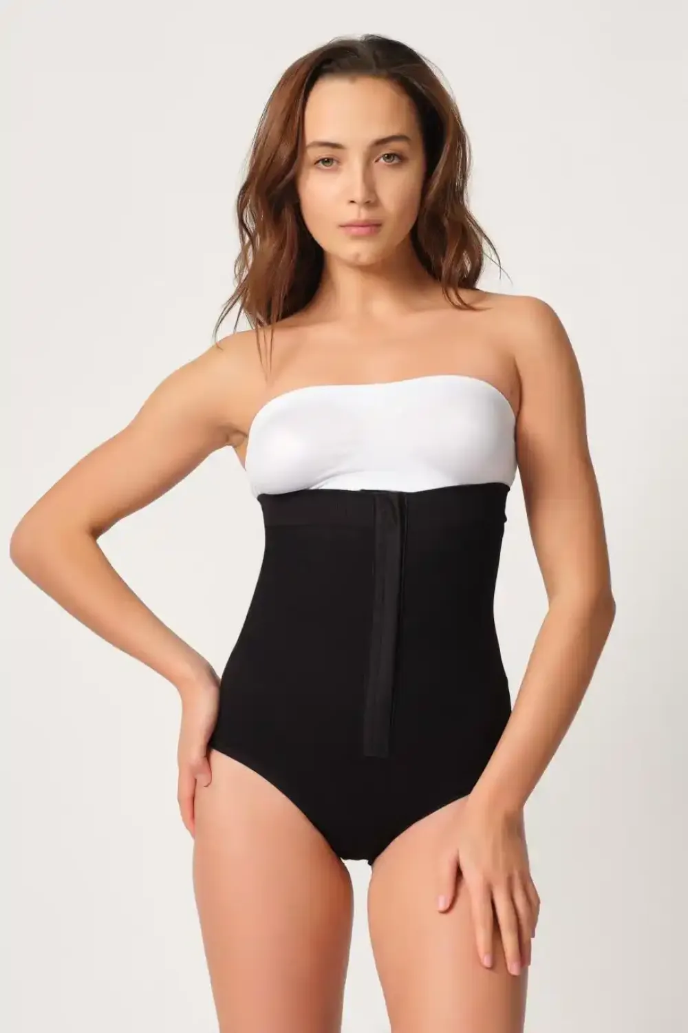 Siyah Önden Agraflı Slip Korse