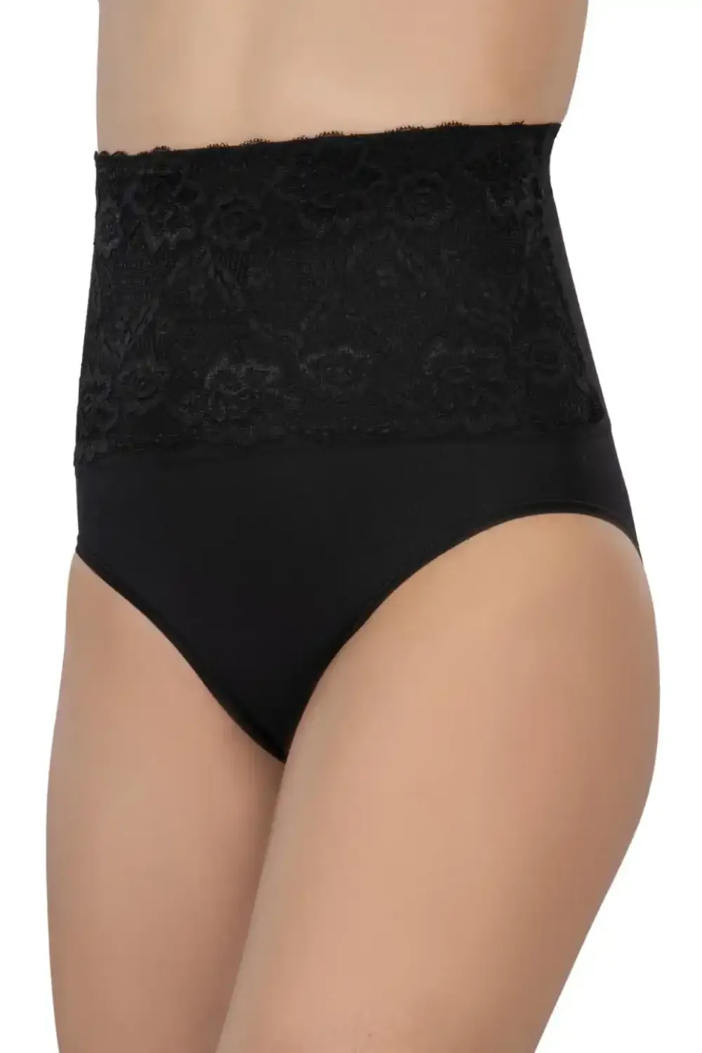 Siyah Önü Dantelli Yüksek Bel Slip Korse