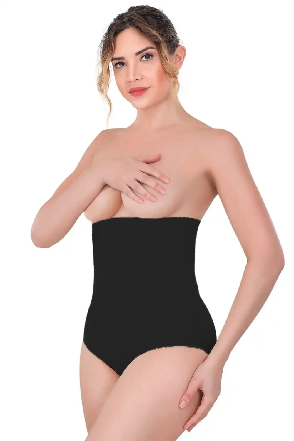Siyah Yüksek Bel Çıtçıtlı Slip Korse