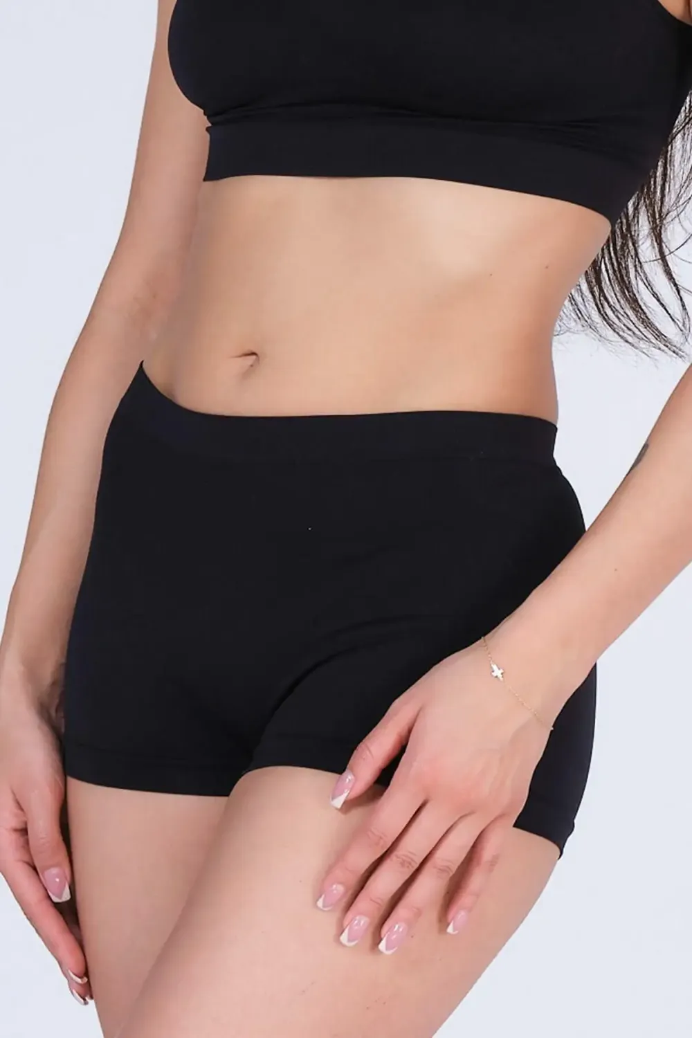 Dikişsiz Şort Form Soft Siyah Boxer