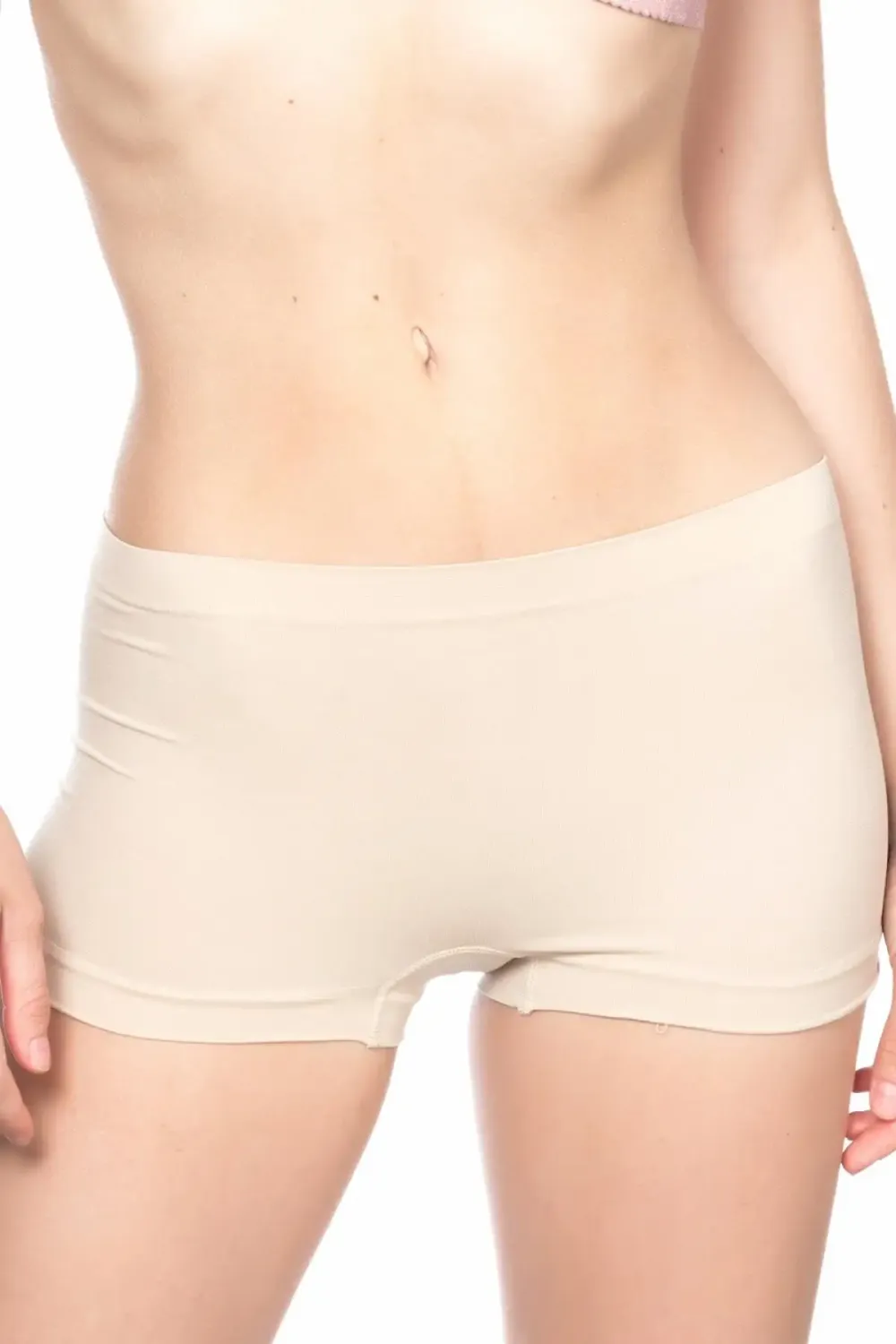 Dikişsiz Şort Form Soft Ten Rengi Boxer