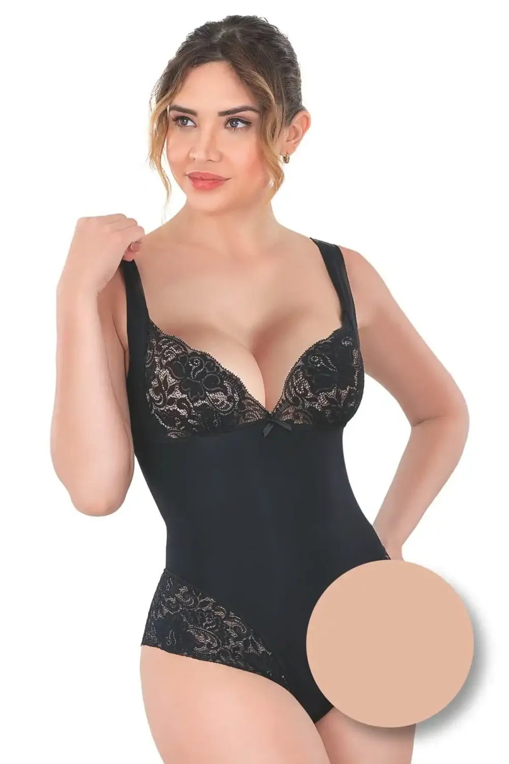 Ten Rengi Dantelli Agraflı Body Korse