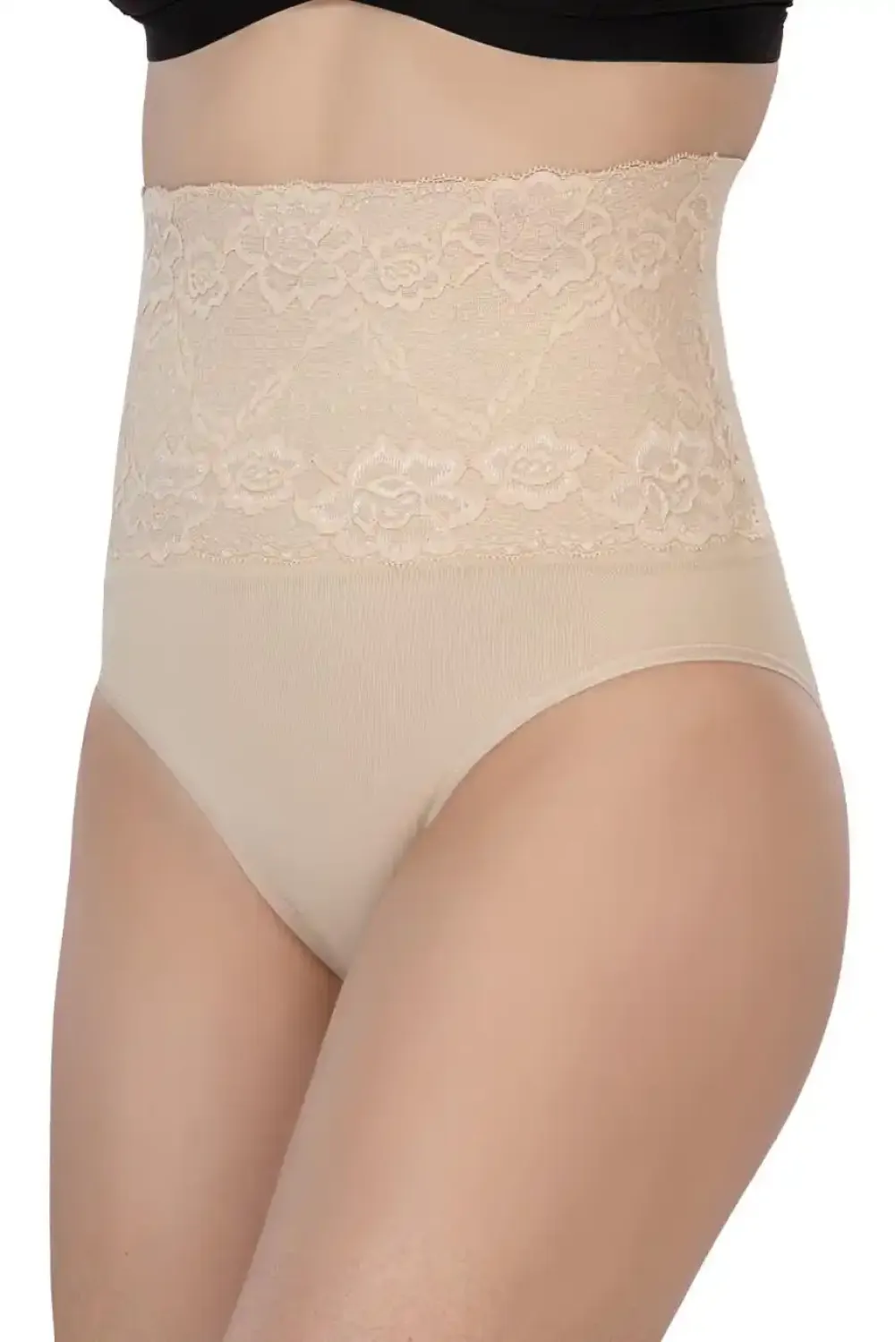 Ten Rengi Önü Dantelli Yüksek Bel Slip Korse