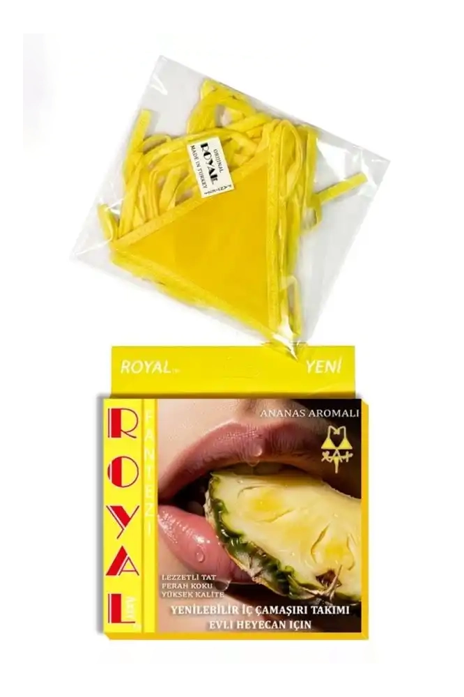 Sarı Yenilebilir Ananas Aromalı Kadın Fantezi İç Çamaşırı Takımı