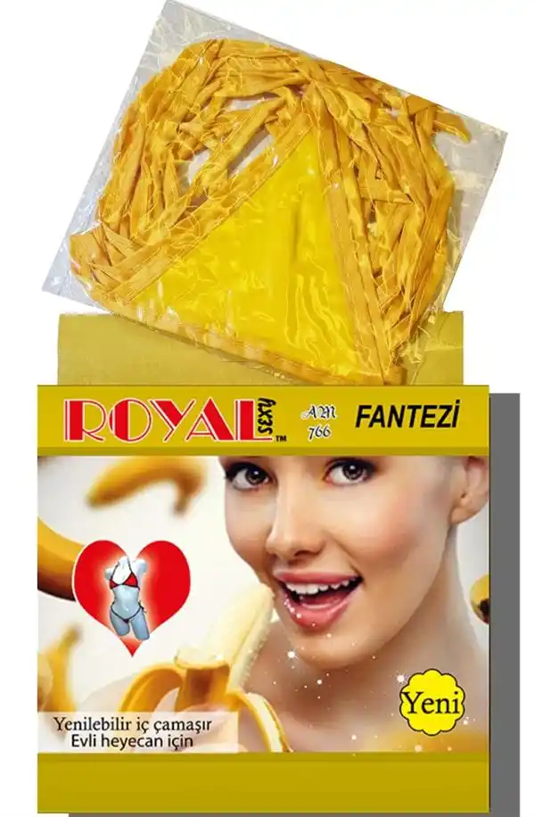 Sarı Yenilebilir Muz Aromalı Kadın Fantezi İç Çamaşırı Takımı 