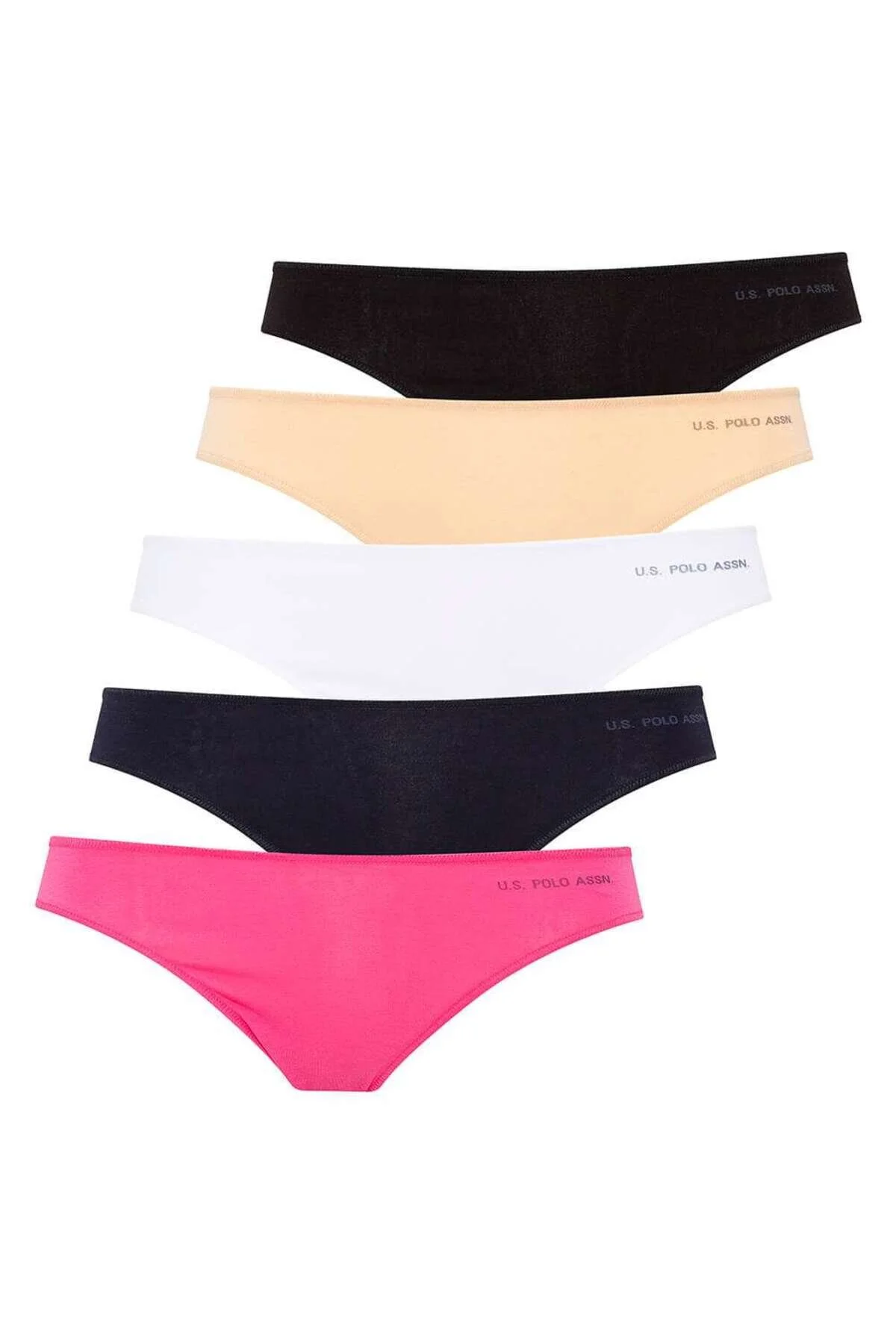 Siyah Beyaz Ten Fuşya Lacivert Kadın Düz Brazilian Slip 5’li U.S. Polo Assn. 