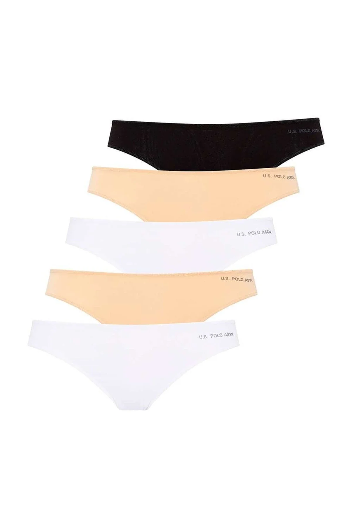 Siyah Beyaz Ten Kadın Düz Brazilian Slip 5’li U.S. Polo Assn. 