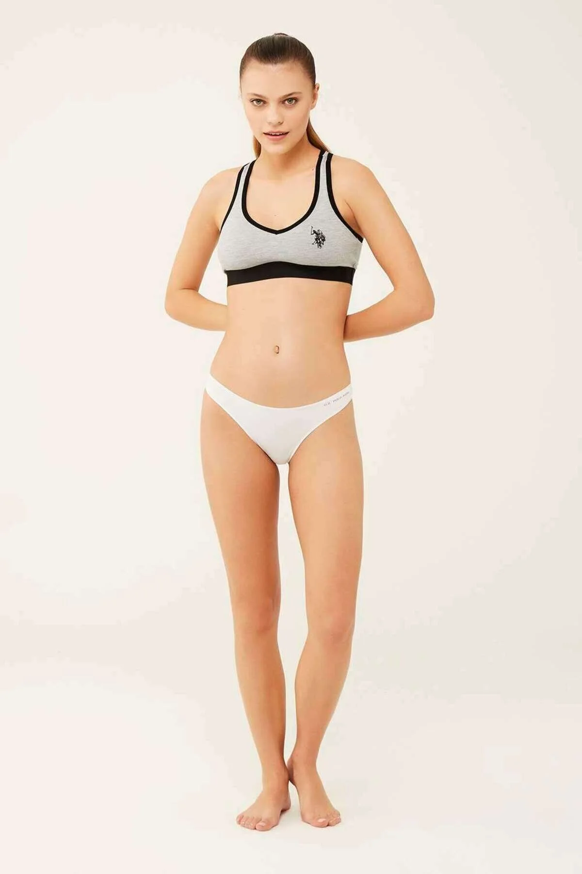 Siyah Beyaz Ten Kadın Düz Brazilian Slip 5’li U.S. Polo Assn. 