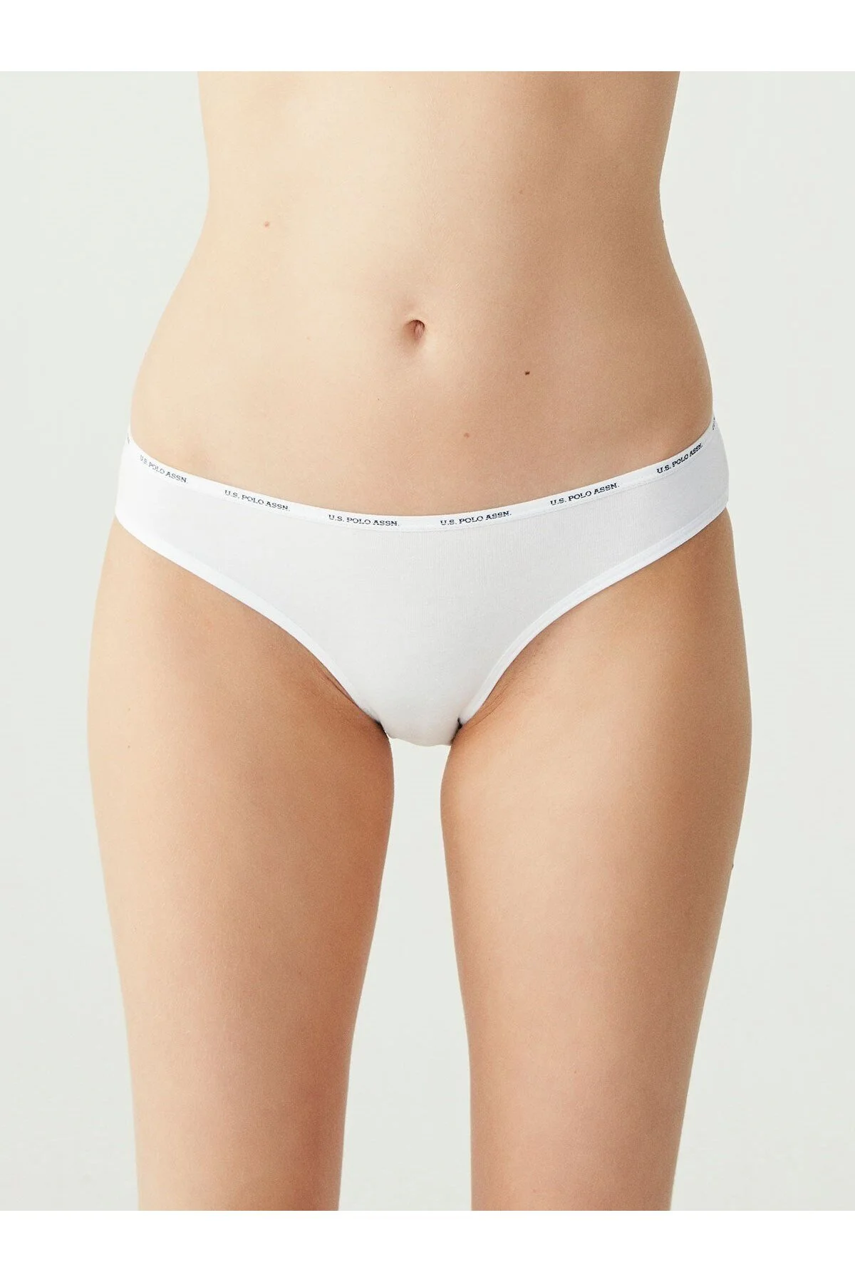 Siyah Beyaz Ten Pamuklu Logolu Lastik Bel Kadın 5'li Düşük Bel Slip Külot U.S. Polo Assn.