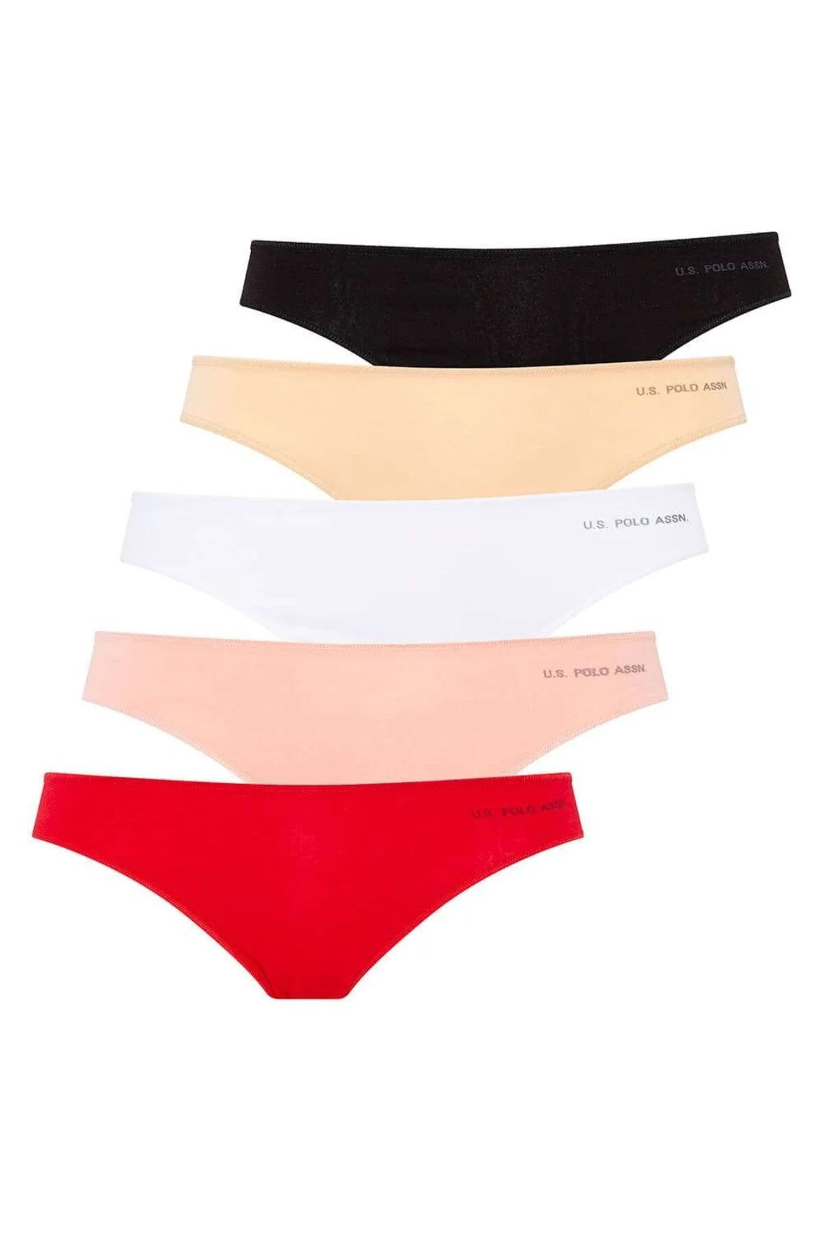 Siyah Beyaz Ten Somon Kırmızı Kadın Düz Brazilian Slip 5’li U.S. Polo Assn. 