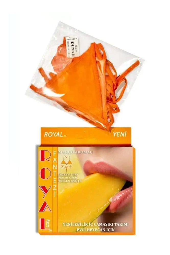 Turuncu Yenilebilir Mango Aromalı Bağlamalı Kadın Fantezi İç Çamaşırı Takımı
